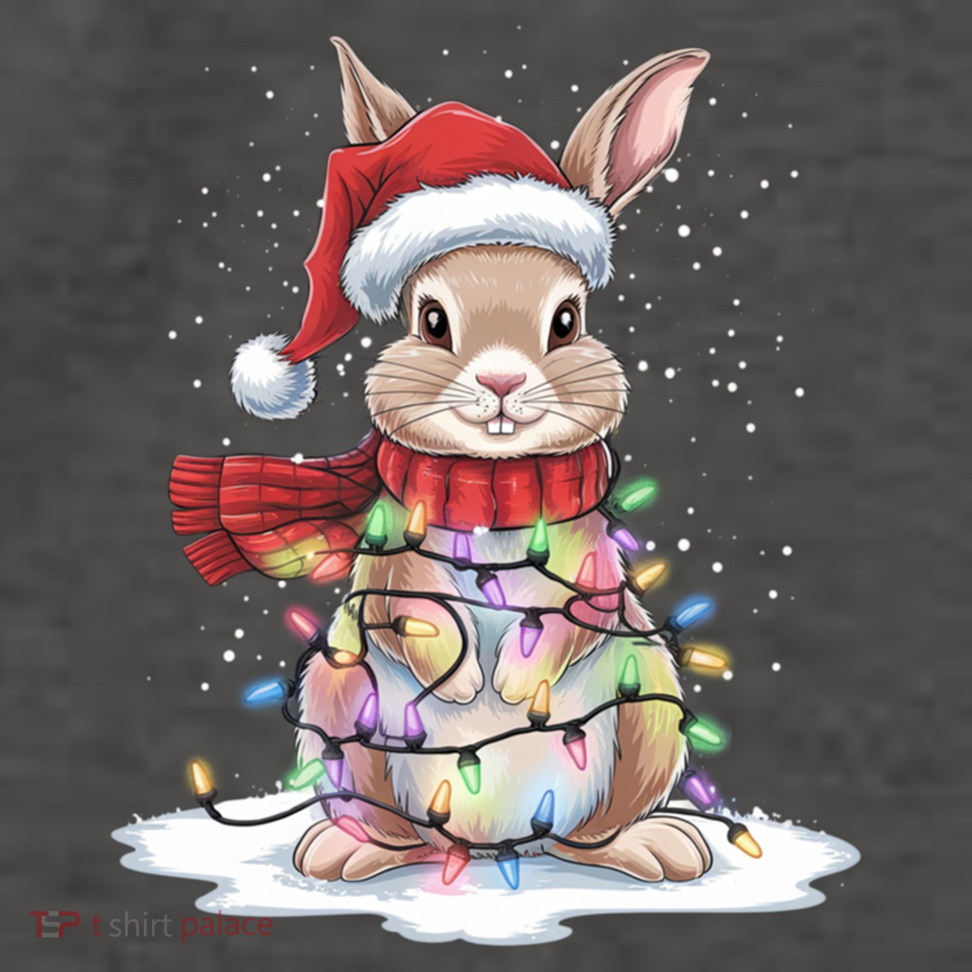 Christmas Tree Lights Rabbit Santa Hat Holiday Xmas Gift Vector Backpack
