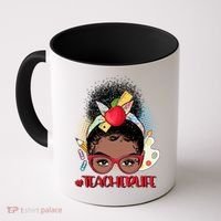 Cute #Teacher Life Afro Puff Bun Teacher Coffee Mug thumb 0