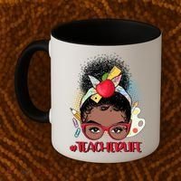 Cute #Teacher Life Afro Puff Bun Teacher Coffee Mug thumb 2