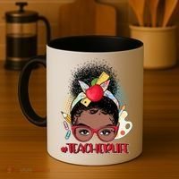 Cute #Teacher Life Afro Puff Bun Teacher Coffee Mug thumb 4