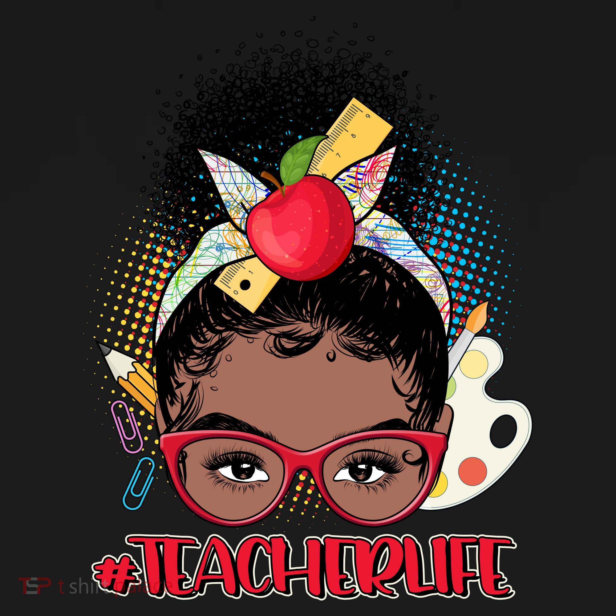 Cute #Teacher Life Afro Puff Bun Teacher Coaster