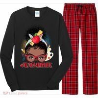 Cute #Teacher Life Afro Puff Bun Teacher Long Sleeve Pajama Set thumb 0