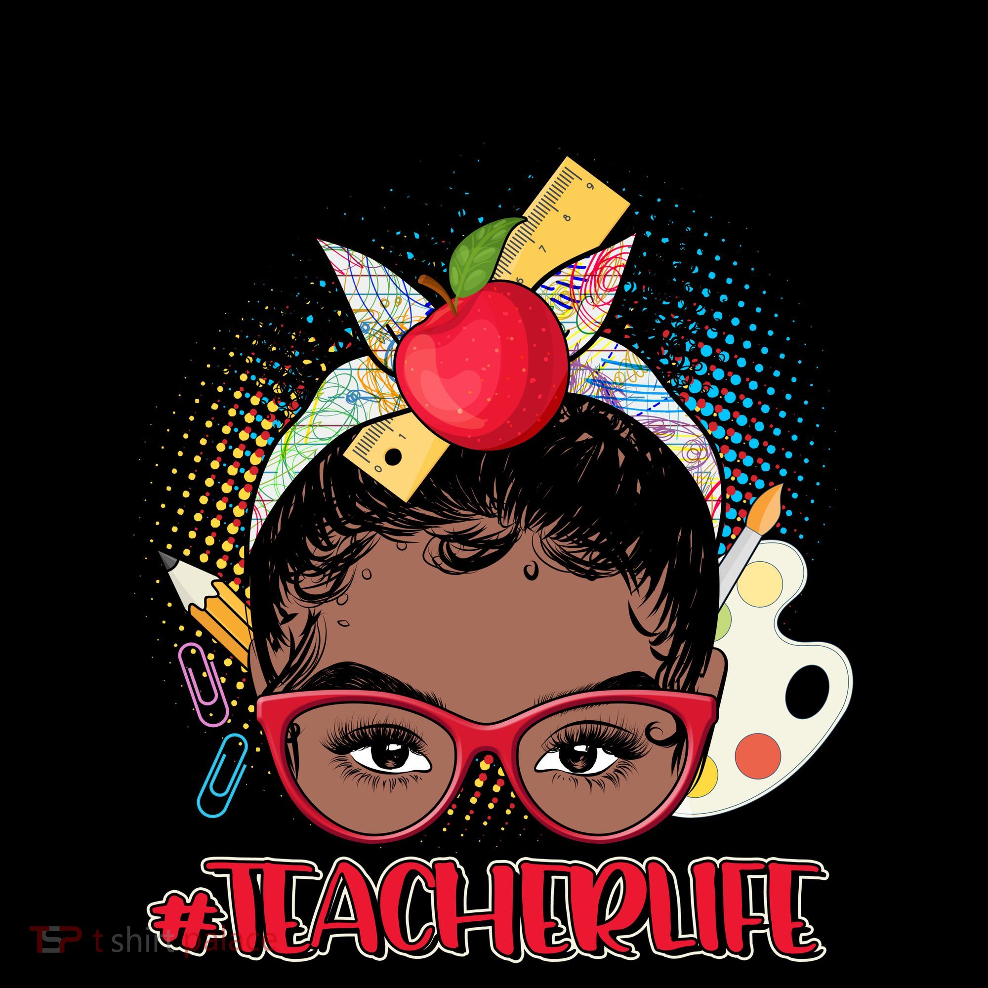 Cute #Teacher Life Afro Puff Bun Teacher Women's Tank Top