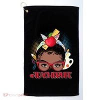 Cute #Teacher Life Afro Puff Bun Teacher Golf Towel thumb 0
