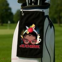 Cute #Teacher Life Afro Puff Bun Teacher Golf Towel thumb 2