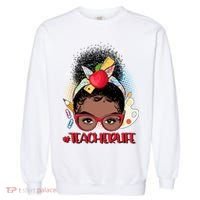 Cute #Teacher Life Afro Puff Bun Teacher Garment-Dyed Sweatshirt thumb 0