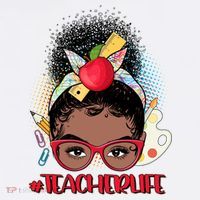 Cute #Teacher Life Afro Puff Bun Teacher Garment-Dyed Sweatshirt thumb 2