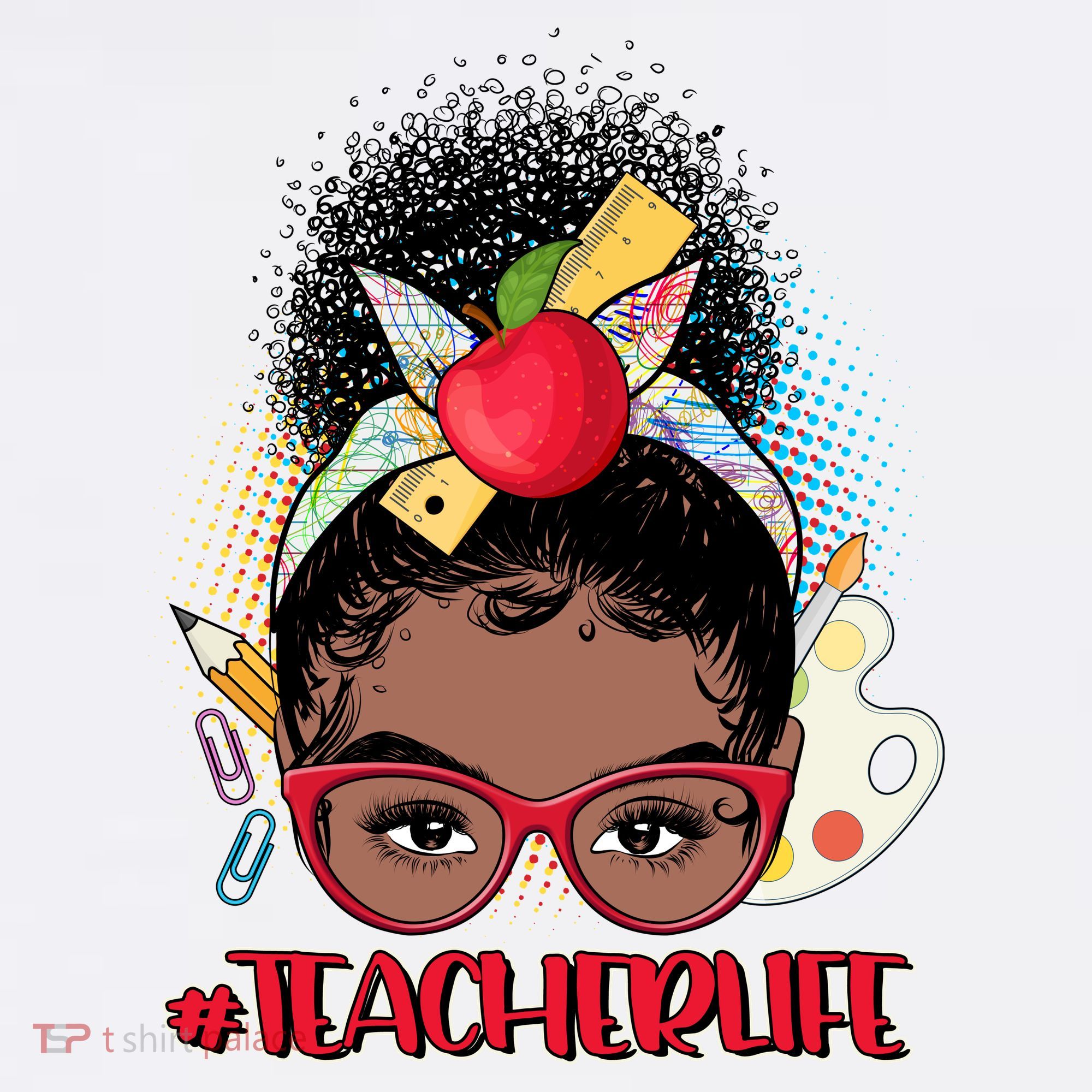 Cute #Teacher Life Afro Puff Bun Teacher Garment-Dyed Sweatshirt