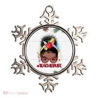 Cute #Teacher Life Afro Puff Bun Teacher Ornament thumb 0