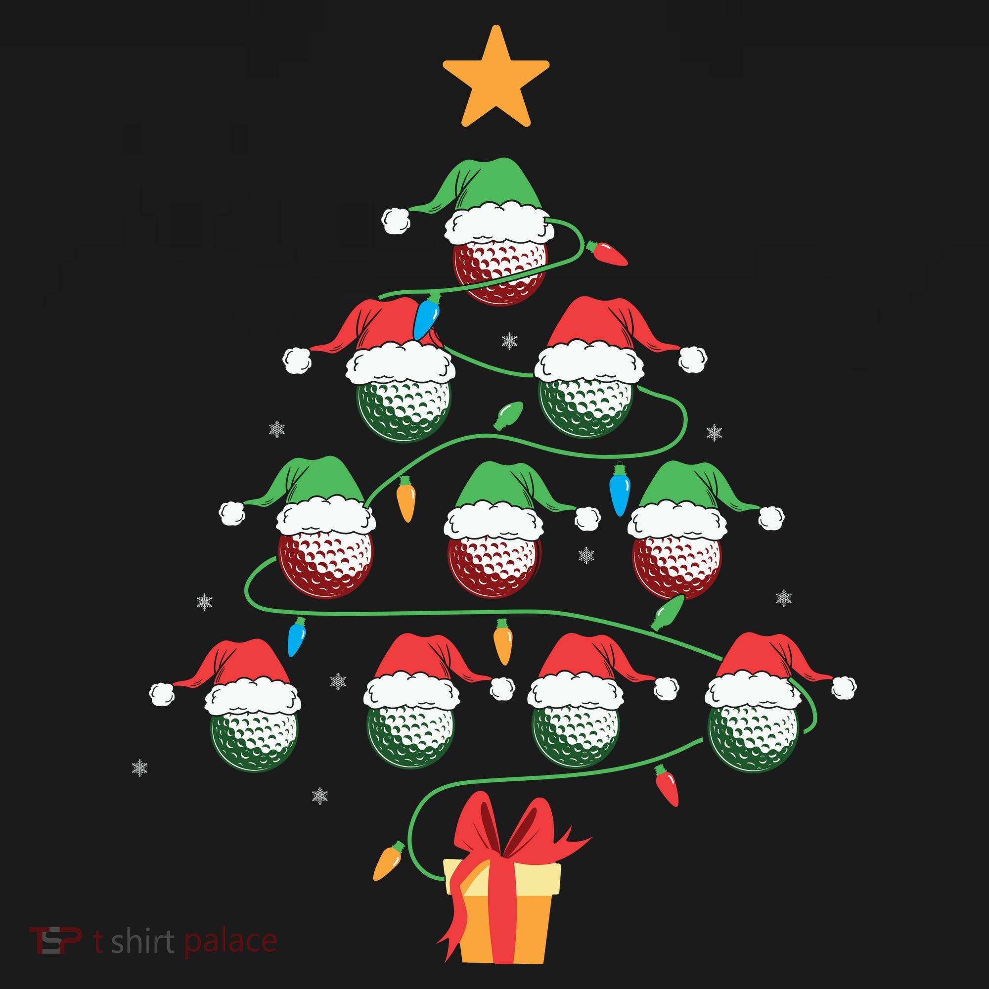 Christmas Golf Tree Light Santa Hat Funny Xmas Sport Holiday Women's Hoodie