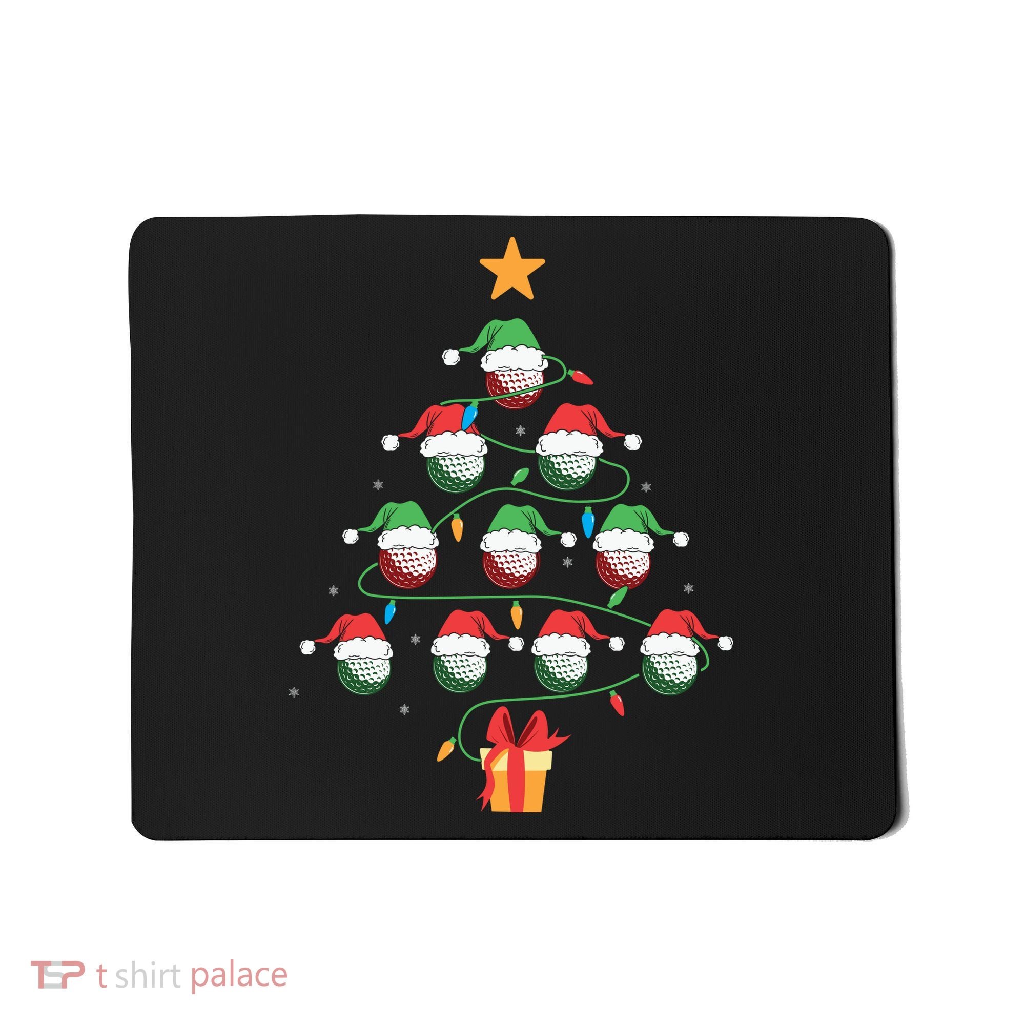 Christmas Golf Tree Light Santa Hat Funny Xmas Sport Holiday Mousepad
