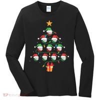 Christmas Golf Tree Light Santa Hat Funny Xmas Sport Holiday Women's Long Sleeve Shirt thumb 0
