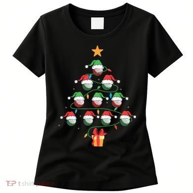 Christmas Golf Tree Light Santa Hat Funny Xmas Sport Holiday Women's T-Shirt