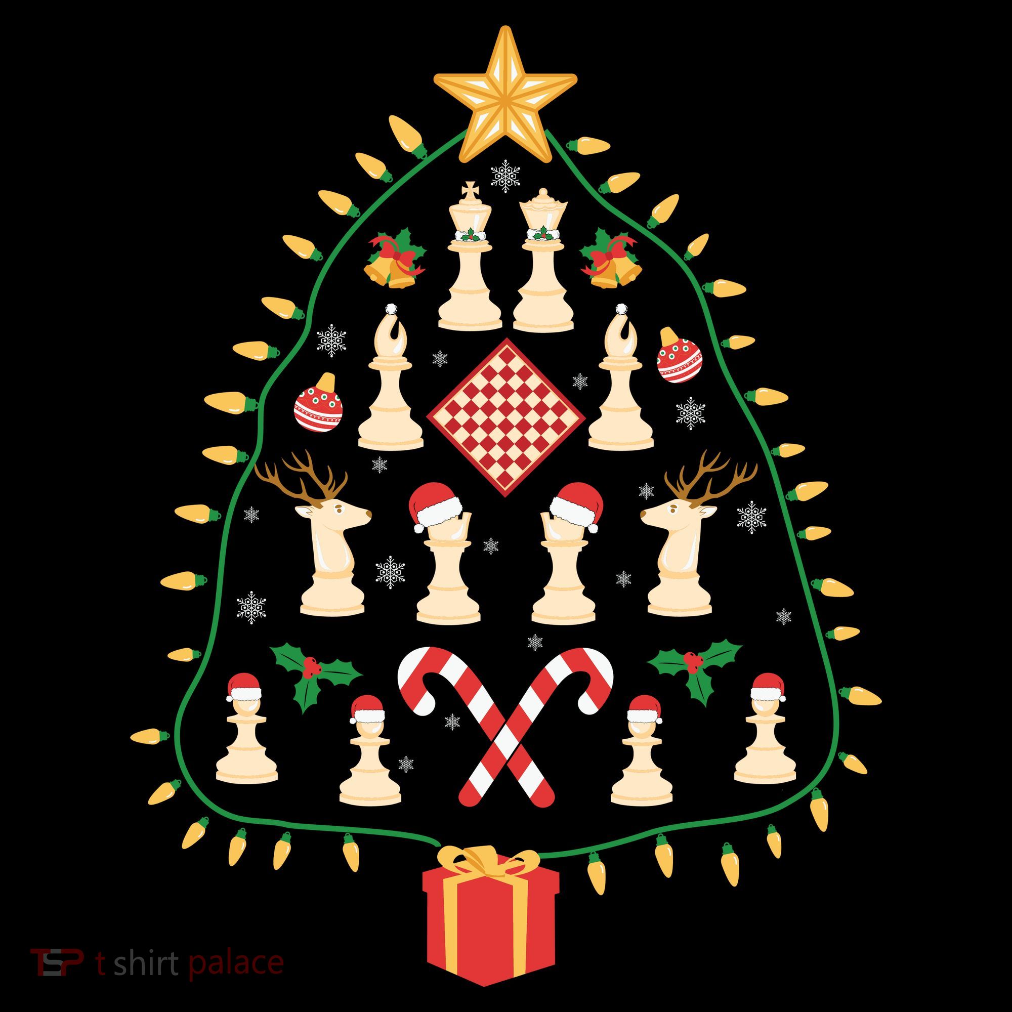 Christmas Chess Tree Light Santa Hat Funny Xmas Sport Holiday Coffee Mug