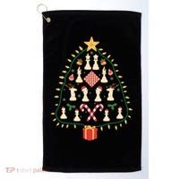 Christmas Chess Tree Light Santa Hat Funny Xmas Sport Holiday Golf Towel thumb 0