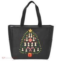 Christmas Chess Tree Light Santa Hat Funny Xmas Sport Holiday Tote Bag thumb 0