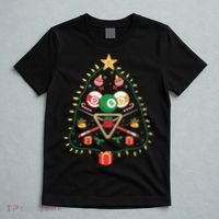 Christmas Billiard Tree Light Santa Hat Funny Xmas Sport Holiday T-Shirt thumb 5