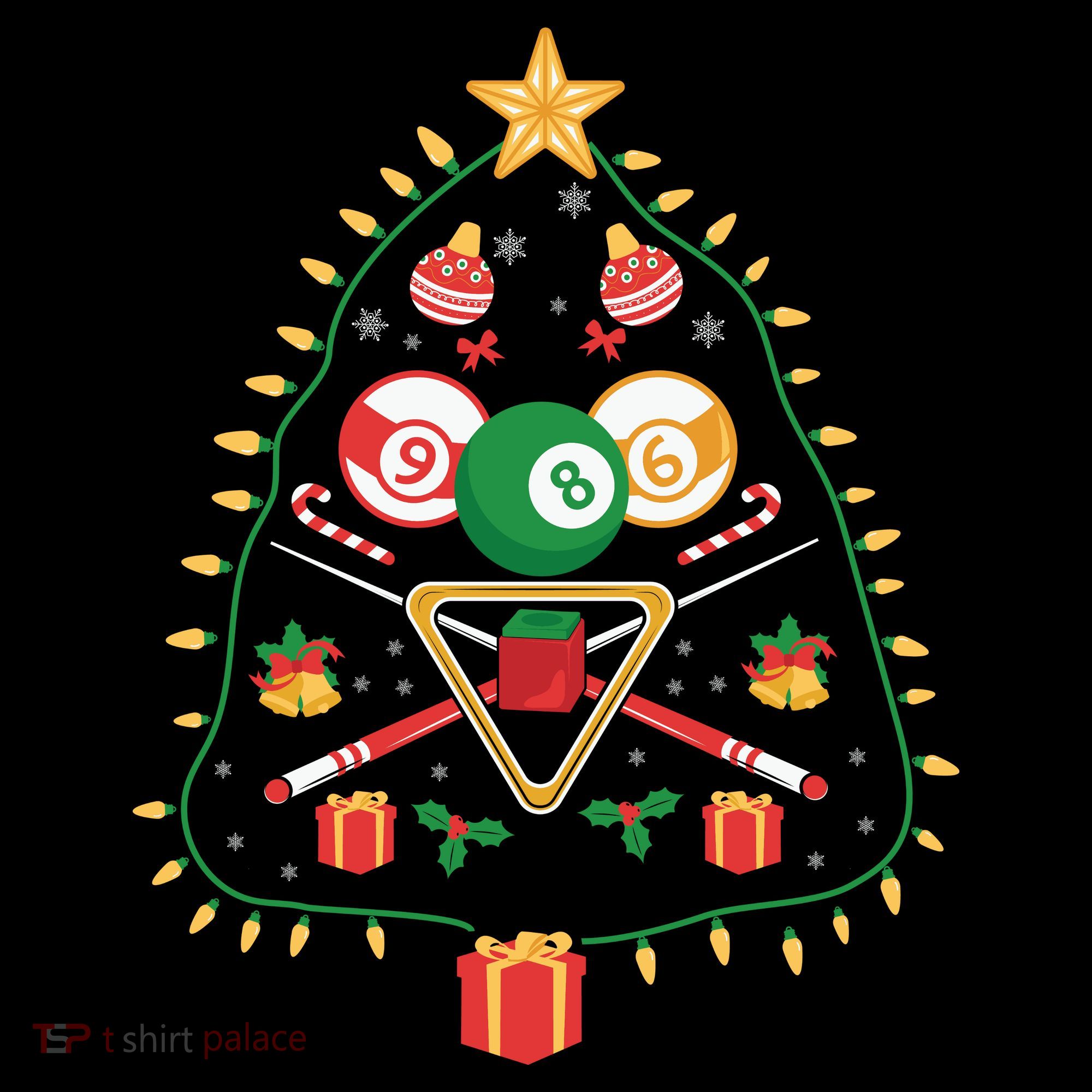 Christmas Billiard Tree Light Santa Hat Funny Xmas Sport Holiday Coffee Mug