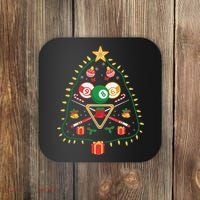 Christmas Billiard Tree Light Santa Hat Funny Xmas Sport Holiday Coaster thumb 0