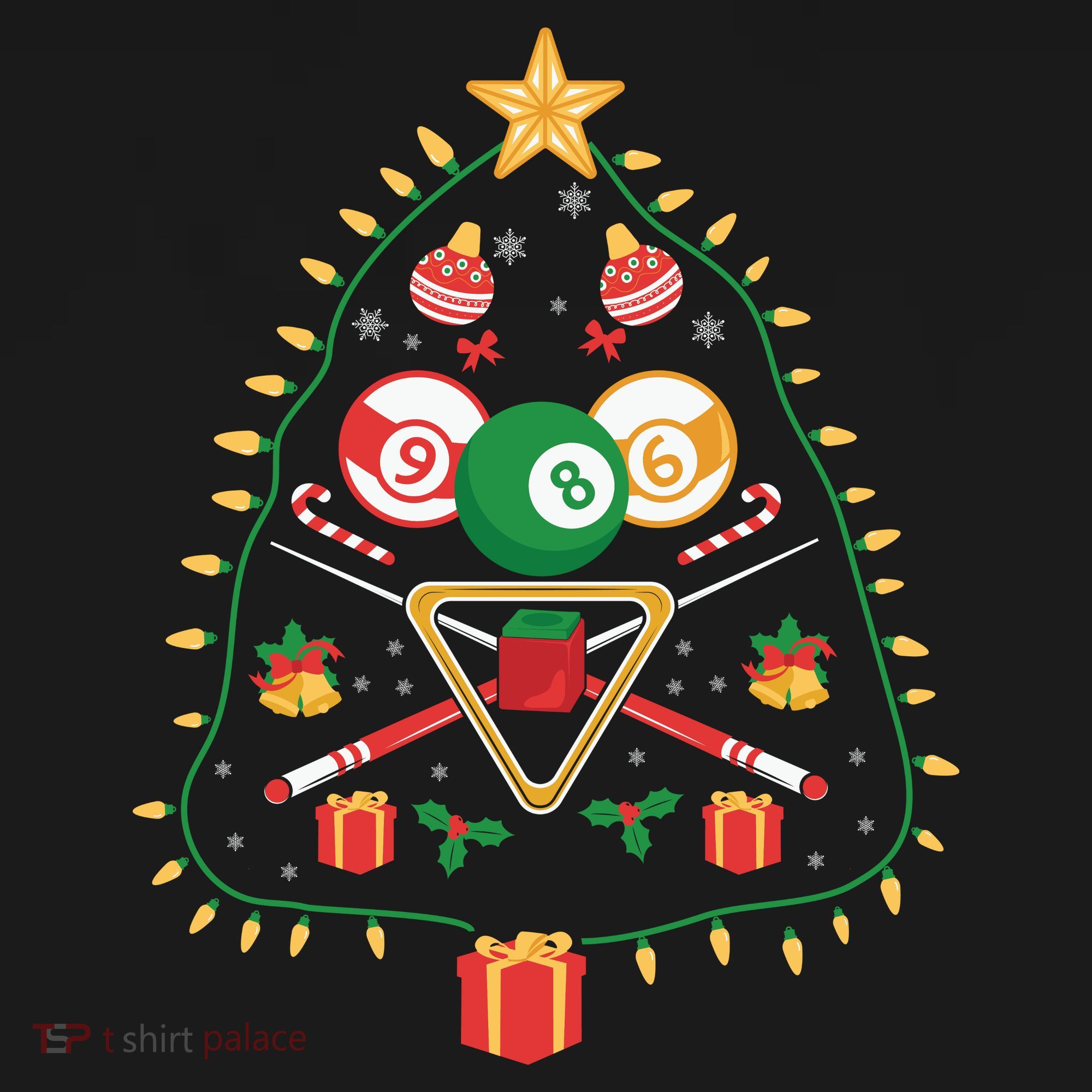 Christmas Billiard Tree Light Santa Hat Funny Xmas Sport Holiday Women's Hoodie
