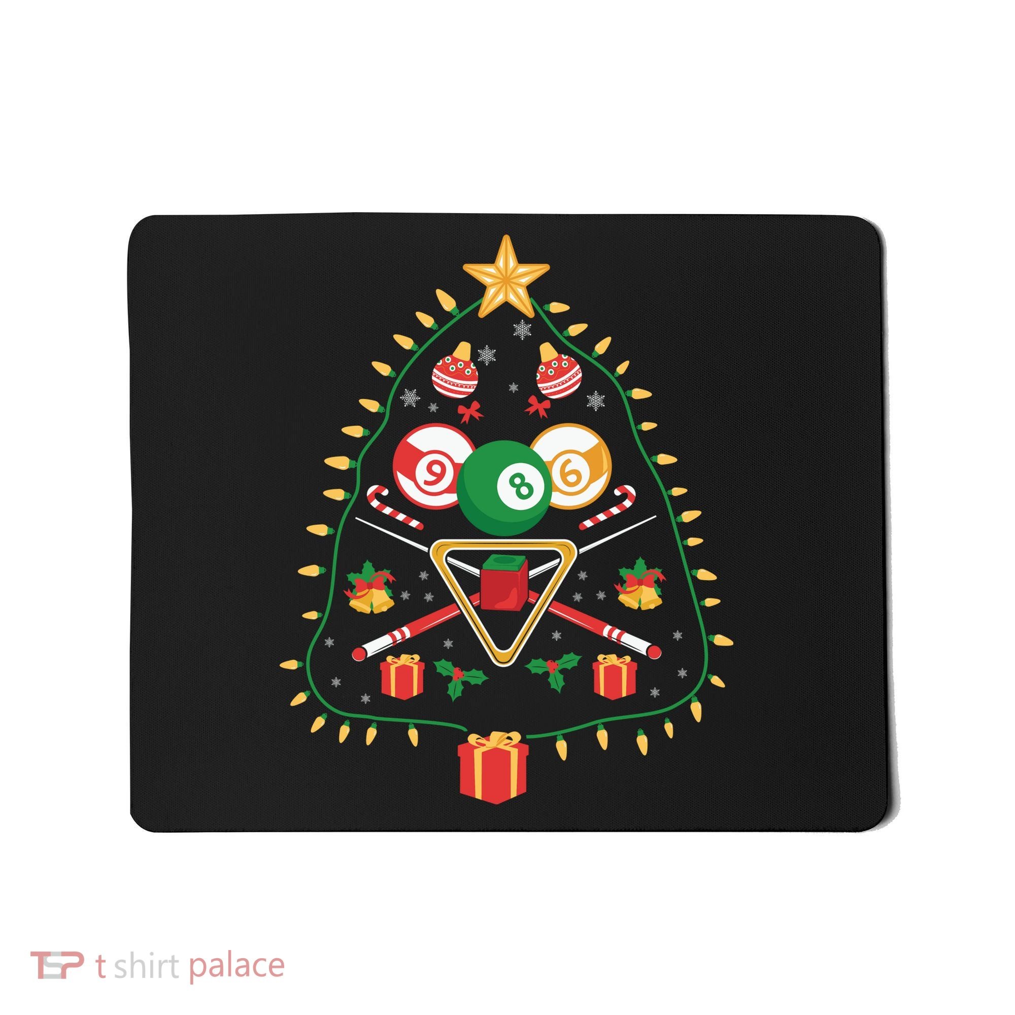 Christmas Billiard Tree Light Santa Hat Funny Xmas Sport Holiday Mousepad