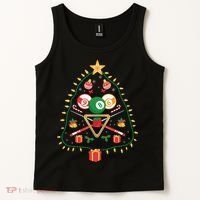 Christmas Billiard Tree Light Santa Hat Funny Xmas Sport Holiday Tank Top thumb 2