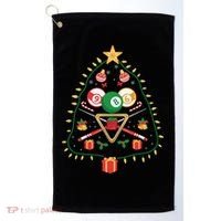 Christmas Billiard Tree Light Santa Hat Funny Xmas Sport Holiday Golf Towel thumb 0