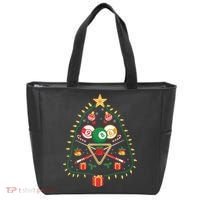 Christmas Billiard Tree Light Santa Hat Funny Xmas Sport Holiday Tote Bag thumb 0