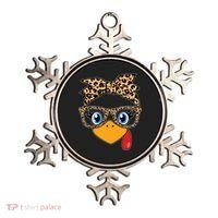 Cute Thanksgiving Leopard Print Bandana Glasses Turkey Girl Ornament thumb 0