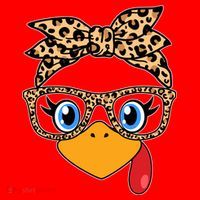 Cute Thanksgiving Leopard Print Bandana Glasses Turkey Girl Santa Hat thumb 1