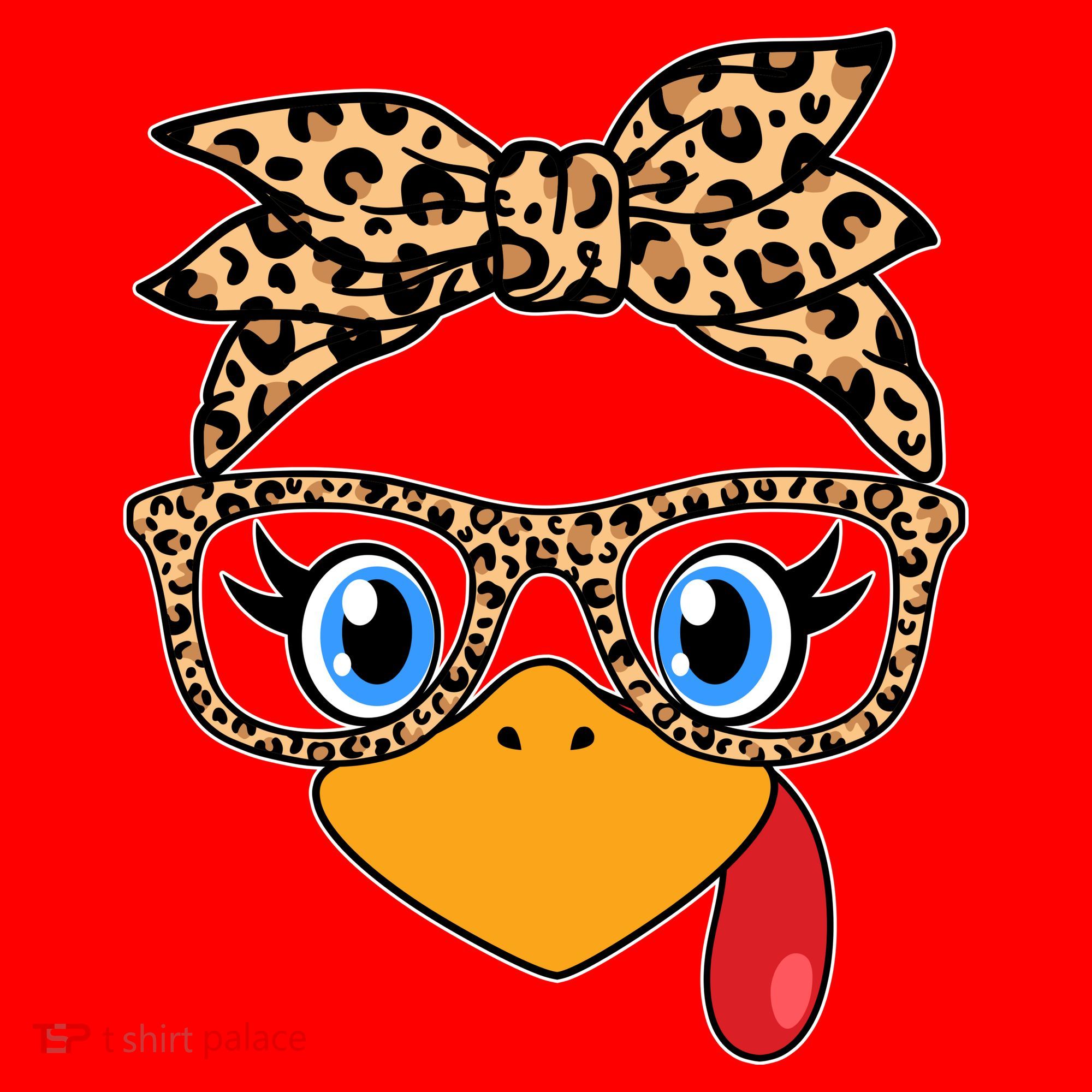 Cute Thanksgiving Leopard Print Bandana Glasses Turkey Girl Santa Hat