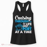 Cruising Through Life One Port at a Time Funny Cruise Women's Tank Top thumb 0