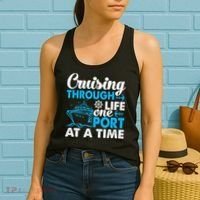 Cruising Through Life One Port at a Time Funny Cruise Women's Tank Top thumb 2