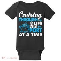 Cruising Through Life One Port at a Time Funny Cruise Baby Bodysuit thumb 0