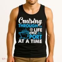 Cruising Through Life One Port at a Time Funny Cruise Tank Top thumb 3