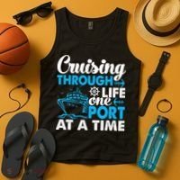 Cruising Through Life One Port at a Time Funny Cruise Tank Top thumb 4