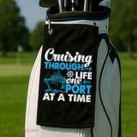 Cruising Through Life One Port at a Time Funny Cruise Golf Towel thumb 2