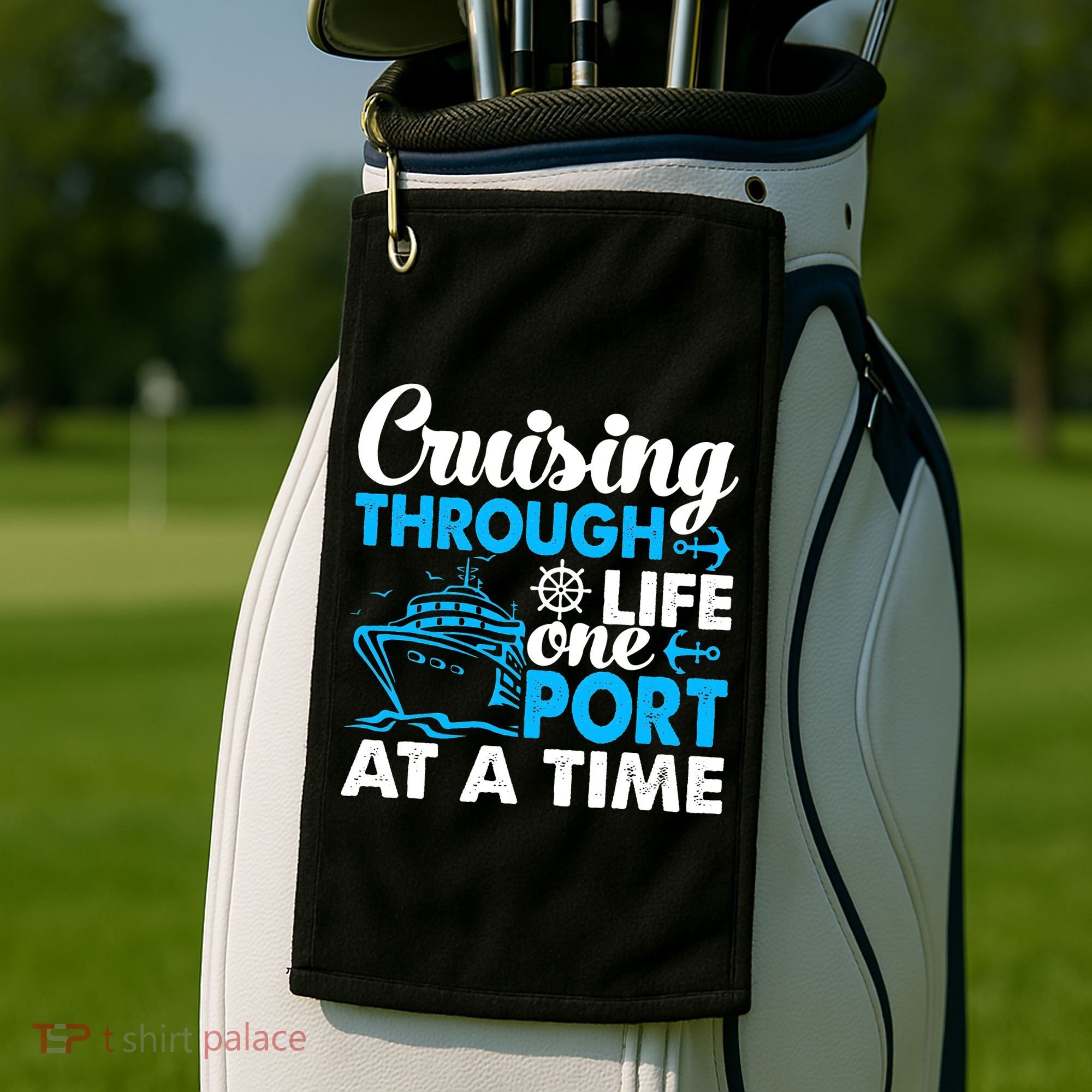 Cruising Through Life One Port at a Time Funny Cruise Golf Towel