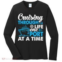 Cruising Through Life One Port at a Time Funny Cruise Women's Long Sleeve Shirt thumb 0