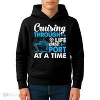 Cruising Through Life One Port at a Time Funny Cruise Kids Hoodie thumb 4