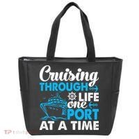 Cruising Through Life One Port at a Time Funny Cruise Tote Bag thumb 0