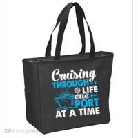 Cruising Through Life One Port at a Time Funny Cruise Tote Bag thumb 2