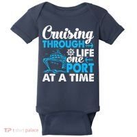 Cruising Through Life One Port at a Time Funny Cruise Baby Bodysuit thumb 0
