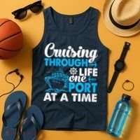 Cruising Through Life One Port at a Time Funny Cruise Tank Top thumb 4