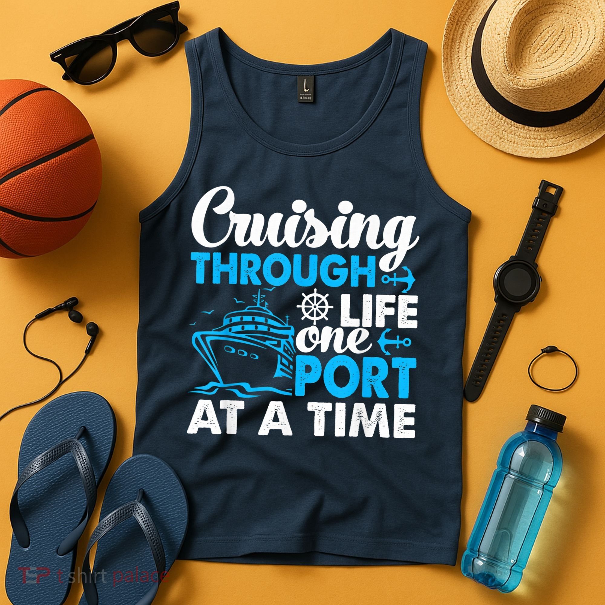 Cruising Through Life One Port at a Time Funny Cruise Tank Top