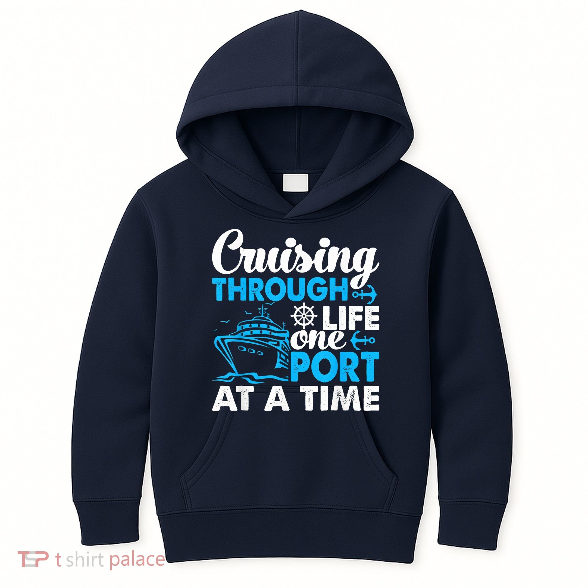Cruising Through Life One Port at a Time Funny Cruise Kids Hoodie