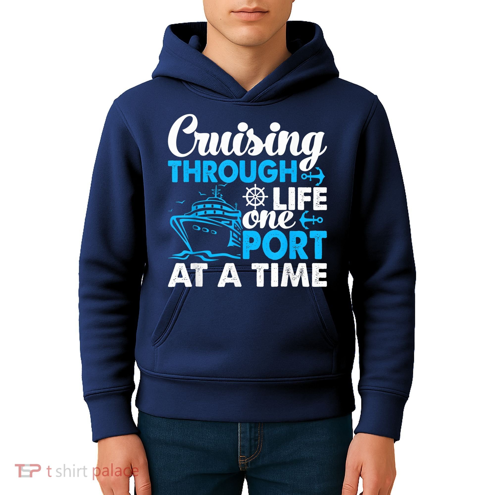 Cruising Through Life One Port at a Time Funny Cruise Kids Hoodie