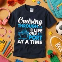Cruising Through Life One Port at a Time Funny Cruise Kids T-Shirt thumb 3