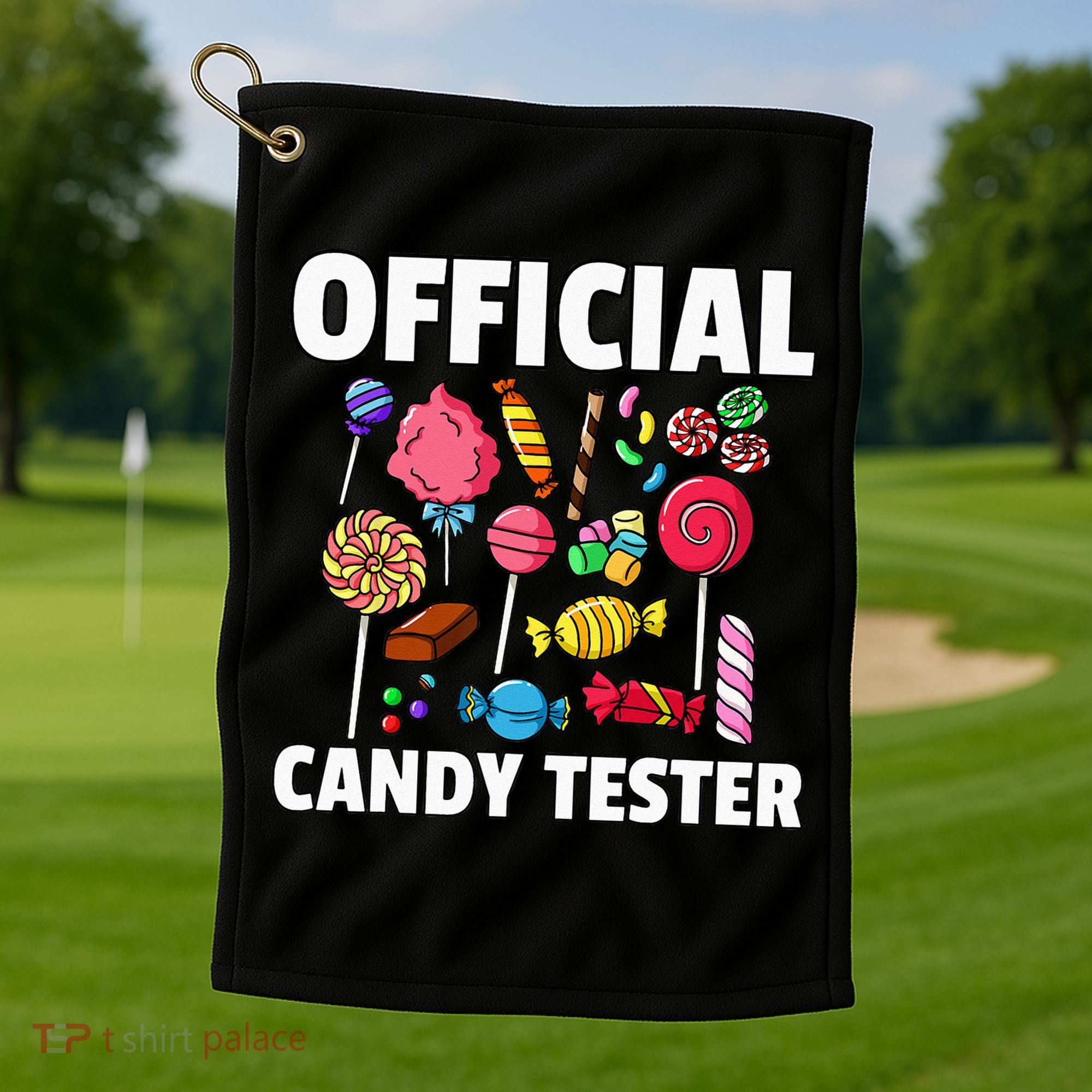 Candy Tester Lollipop Sweets Gift Halloween Kids Golf Towel