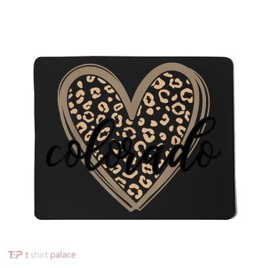 Colorado Tee Leopard Print Heart Graphic Mousepad